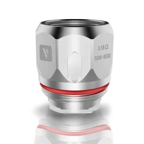 Resistencia metálica plateada con junta roja e inscripciones de 0,18 Ω y 50–85 W, aislada sobre fondo blanco con reflejo inferior.
