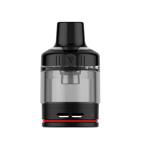 Pod vacío de recambio Vaporesso GTX 22, con depósito transparente, boquilla negra y base negra con junta roja.
