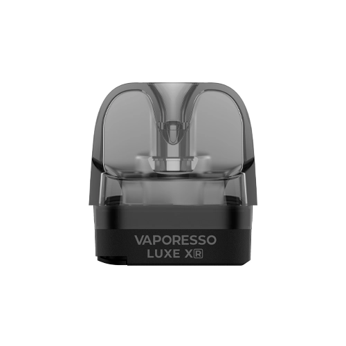 Pod vacío Vaporesso Luxe XR con cuerpo translúcido gris, boquilla redondeada y base negra con el nombre impreso, sobre fondo blanco. Pod vacío Vaporesso Luxe XR con cuerpo translúcido gris, boquilla redondeada y base negra con el nombre impreso, sobre fondo blanco.