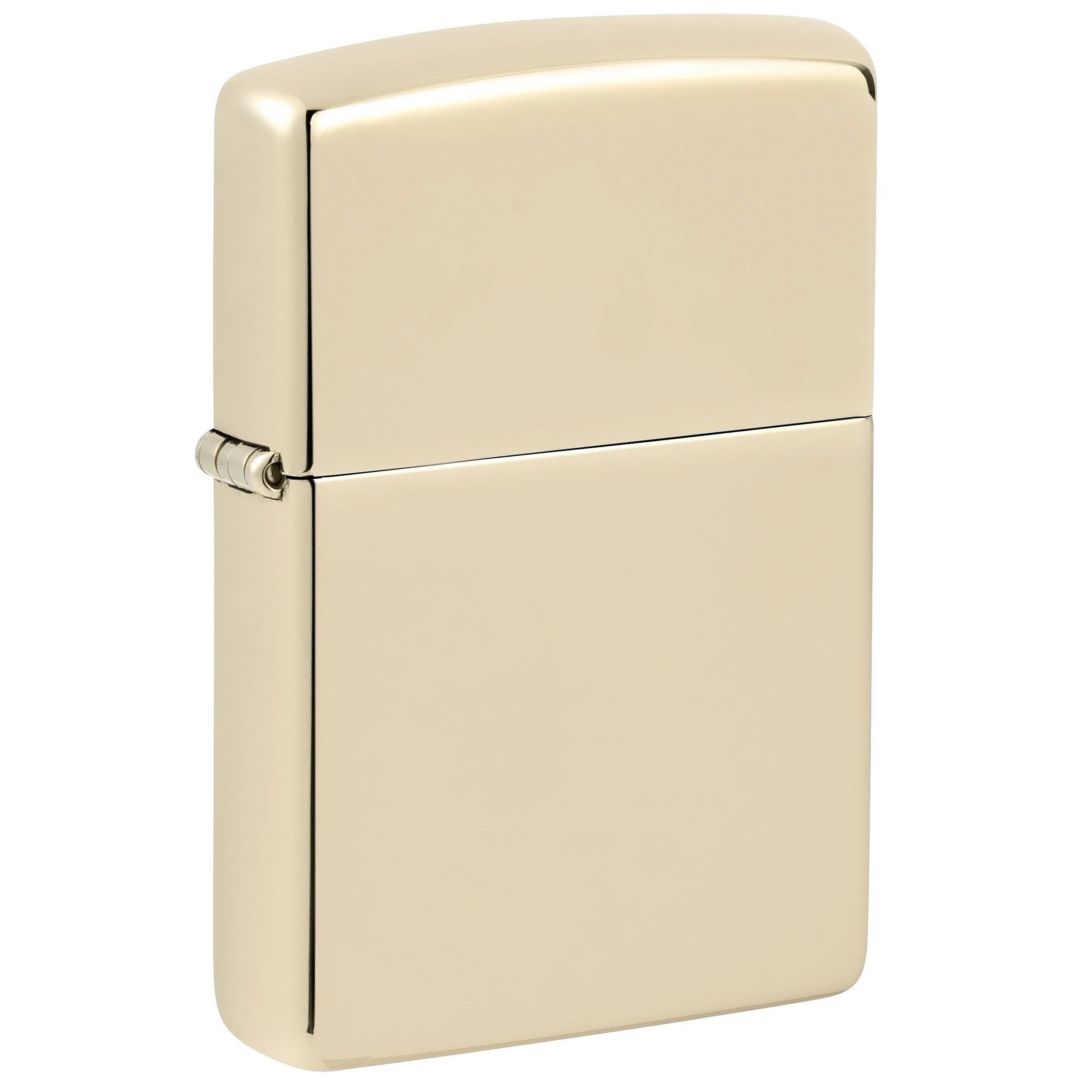 Encendedor Zippo 46682 Champagne cerrado, de acabado dorado claro y superficie lisa, visto en perspectiva sobre fondo blanco.