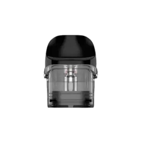 Pod de recambio Vaporesso Luxe Q/QS visto de frente, con boquilla negra y depósito transparente oscuro sobre fondo blanco.