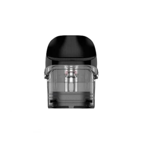 Pod de recambio Vaporesso Luxe Q/QS visto de frente, con boquilla negra y depósito transparente oscuro sobre fondo blanco.
