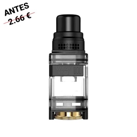Pod de repuesto vacío Vandy Vape Kylin M AIO SS, con depósito transparente, boquilla negra y conector dorado, sobre fondo blanco.