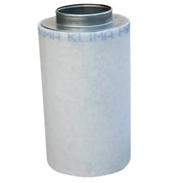 Filtro cilíndrico Prima Klima con cubierta blanca y boca metálica circular en la parte superior, sobre fondo blanco.