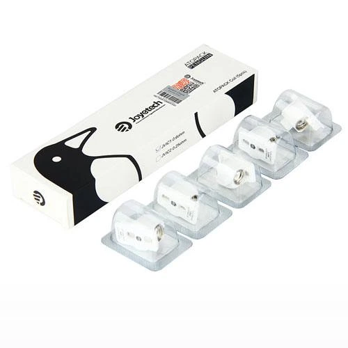 Resistencias Joyetech Atopack para Penguin en blísteres individuales transparentes, junto a una caja blanca con silueta de pingüino.