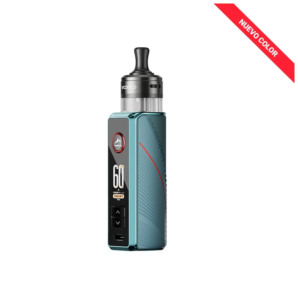 Voopoo Drag S3 en color verde azulado, con pantalla frontal, depósito transparente y boquilla negra, sobre fondo blanco.
