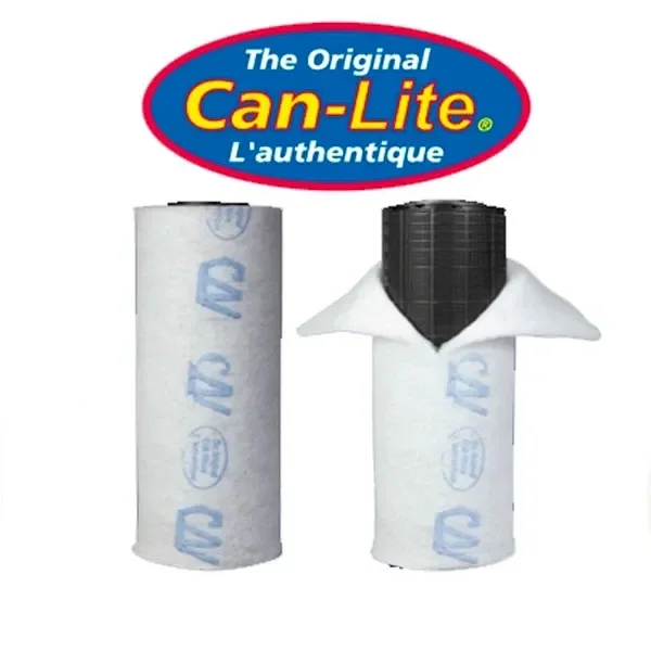 Filtro Can-Lite con cubierta blanca, mostrado cubierto y con la funda parcialmente levantada para dejar visible la malla negra.