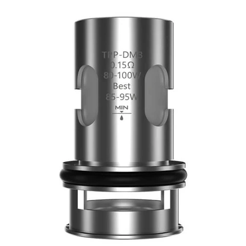 Resistencia VOOPOO TPP DM3 plateada, con juntas negras y grabado de 0,15 Ω, potencia de 80–100 W y rango recomendado de 85–95 W.