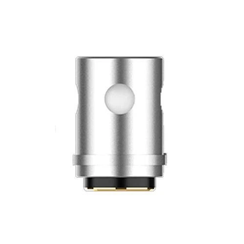 Resistencia Vaporesso EUC Meshed de cuerpo cilíndrico plateado, con abertura circular lateral y base negra con borde dorado.