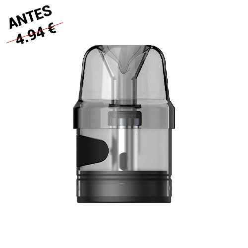 Pod de recambio Geekvape Wenax H1 en vista frontal, con depósito gris translúcido, boquilla redondeada y base negra. Pod de recambio Geekvape Wenax H1 en vista frontal, con depósito gris translúcido, boquilla redondeada y base negra.