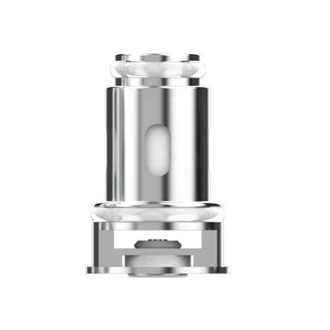 Resistencia Eleaf GT de acabado plateado, con cuerpo cilíndrico, abertura ovalada lateral y juntas claras sobre fondo blanco.