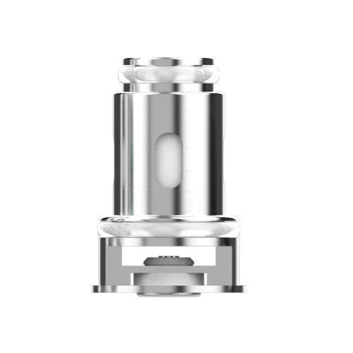 Resistencia Eleaf GT de acabado plateado, con cuerpo cilíndrico, abertura ovalada lateral y juntas claras sobre fondo blanco.