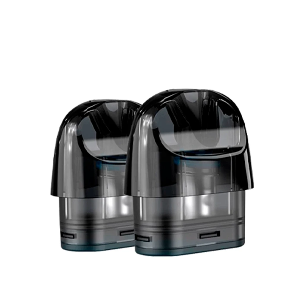 Pods de repuesto Aspire Minican Plus con boquilla negra redondeada y depósito translúcido oscuro, superpuestos sobre fondo blanco.