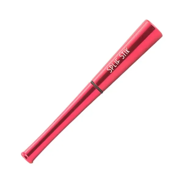 Pipa Splif Stik roja, alargada y colocada en diagonal, con inscripción blanca y una junta negra en el cuerpo.