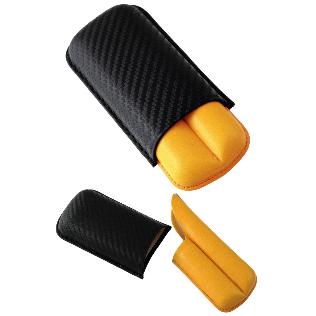 Purera con exterior negro de trama diagonal e interior amarillo con dos alojamientos, mostrada montada y con las piezas separadas.