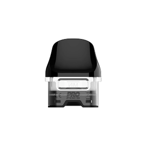 Pod Uwell Crown D visto de frente, con boquilla negra ancha y depósito transparente sobre fondo blanco.