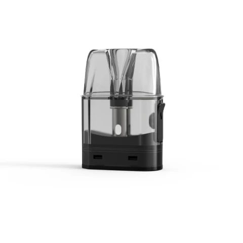 Cartucho de recambio Innokin Klypse con boquilla transparente, cuerpo translúcido oscuro y base negra, sobre fondo blanco.