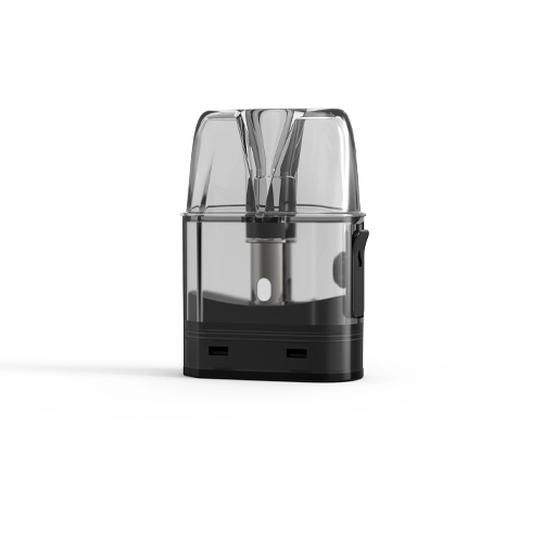 Cartucho de recambio Innokin Klypse con boquilla transparente, cuerpo translúcido oscuro y base negra, sobre fondo blanco.