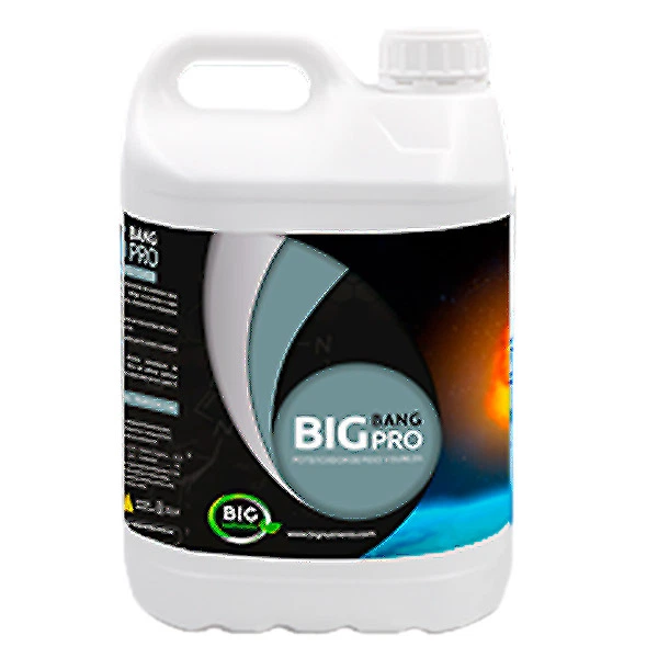 Garrafa blanca de Big Bang Pro de Big Nutrients, con asa integrada, tapón de rosca y etiqueta negra con detalles turquesa.