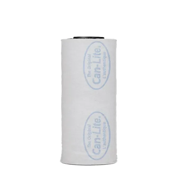 Filtro CAN-Lite 300 cilíndrico, con cubierta blanca, logotipos azules y una boca negra visible en la parte superior.