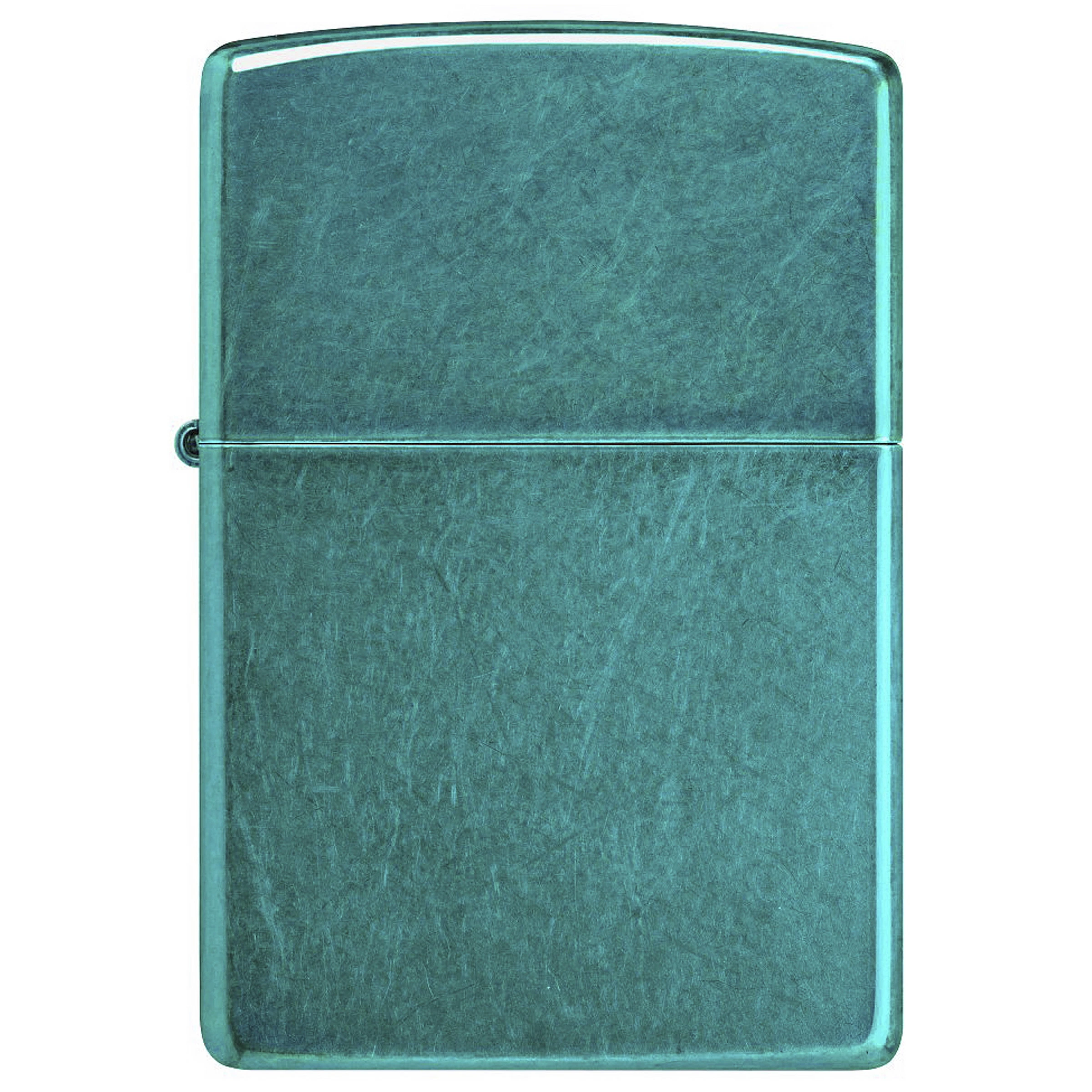 Encendedor Zippo Candy Teal cerrado, visto de frente, con acabado turquesa de textura moteada y bordes redondeados.