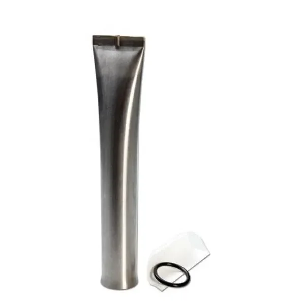 Extractor BHO DEXSO D-Blaster Standard, con cuerpo tubular plateado alargado, una pieza translúcida y una junta negra sobre fondo blanco.