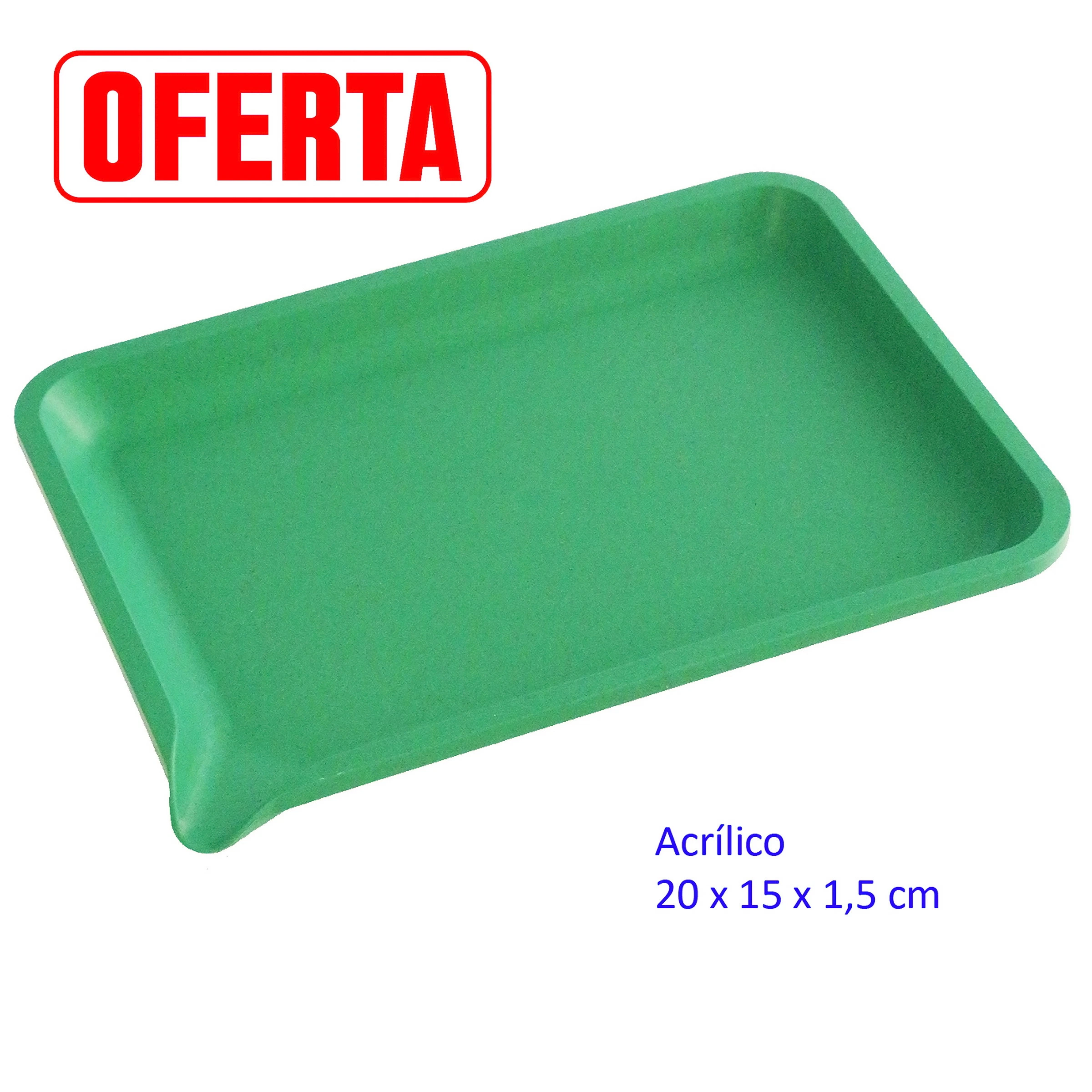Bandeja para liar verde, rectangular y con bordes elevados y redondeados, vista en perspectiva sobre fondo blanco.