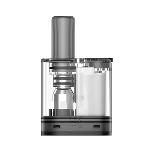 Cartucho Geekvape Soul Pod Replacement transparente, con boquilla gris alargada, componentes internos visibles y base oscura.