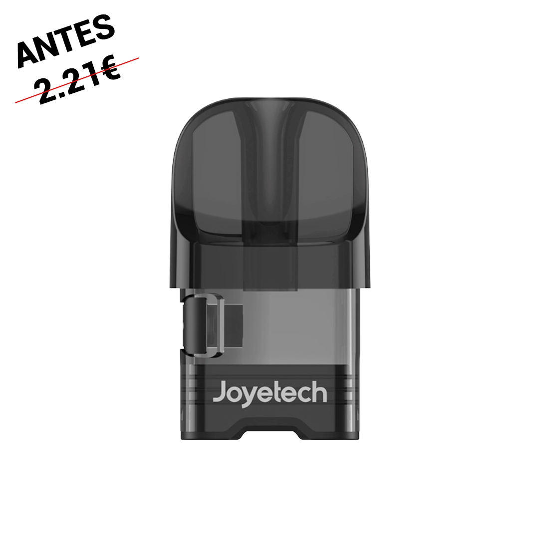 Cartucho Joyetech Evio Grip con boquilla oscura translúcida, depósito visible y tapón lateral, sobre fondo blanco.