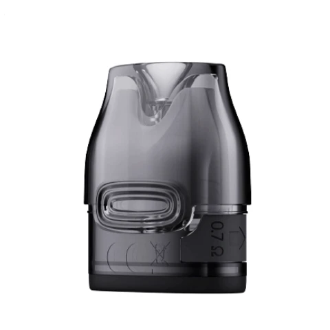 Pod de recambio Voopoo VThru/Vmate V2 de acabado gris translúcido, con boquilla aplanada y marca de 0,7 Ω visible en el lateral. Pod de recambio Voopoo VThru/Vmate V2 de acabado gris translúcido, con boquilla aplanada y marca de 0,7 Ω visible en el lateral.