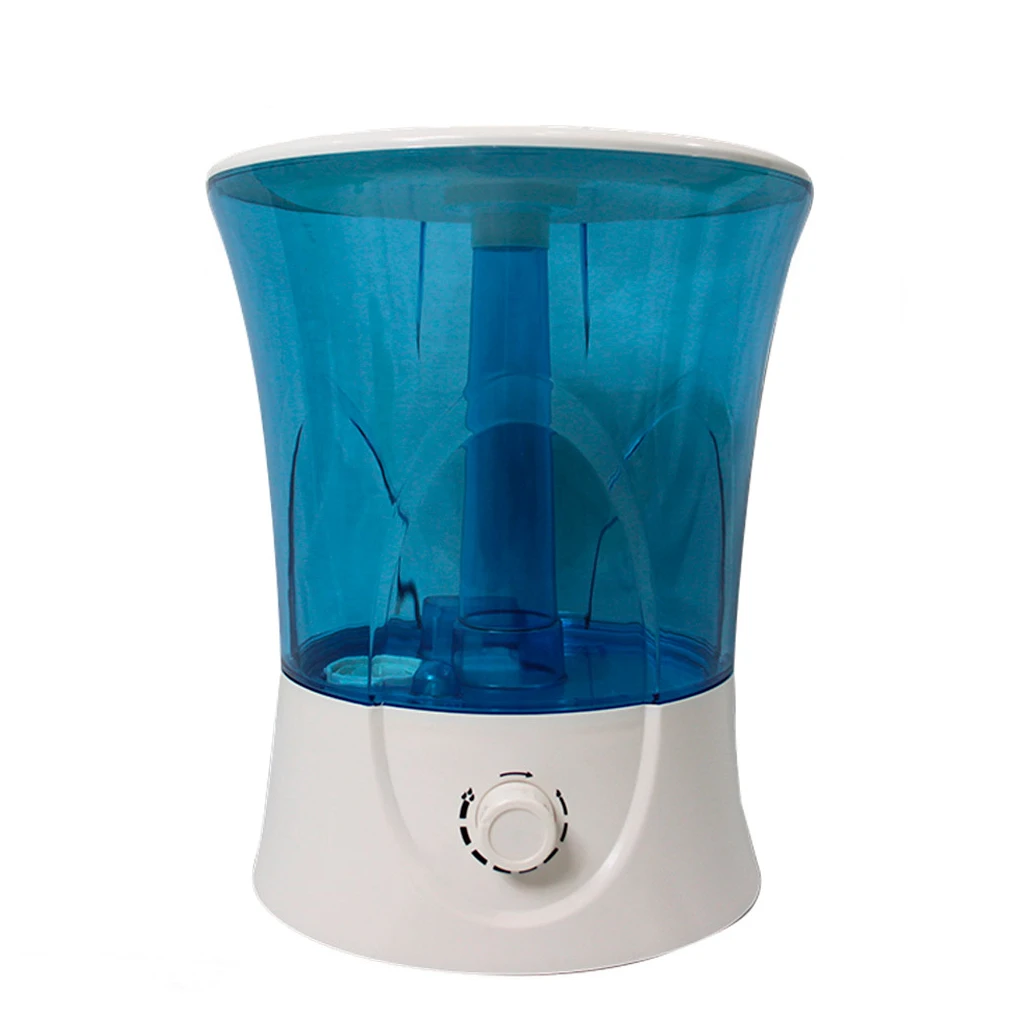 Humidificador Dutch Masters DM 4700 con depósito azul translúcido, tapa blanca y base blanca con mando giratorio frontal.