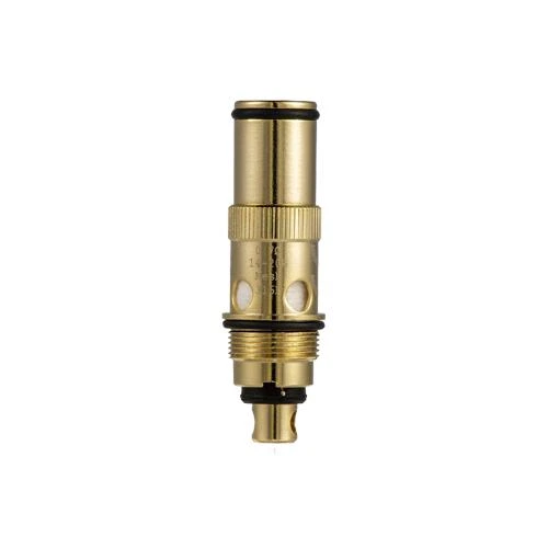 Resistencia Dotmod DotAIO dorada, en posición vertical, con juntas negras, zona roscada y aberturas laterales sobre fondo blanco.