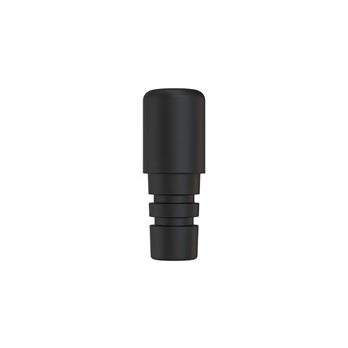 Boquilla negra Aspire Vilter Silicone Drip Tip, vista de frente con extremo redondeado y base estrecha con relieves sobre fondo blanco.