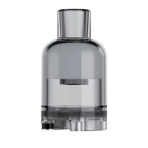 Cartucho Vaporesso X Empty Pod (Moti) de cuerpo translúcido gris, con boquilla superior y base transparente sobre fondo blanco.