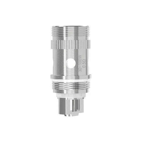Resistencia de recambio Eleaf EC para Melo, de acabado plateado, con extremos roscados y abertura lateral circular sobre fondo blanco.