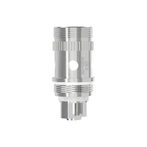 Resistencia Eleaf EC plateada con extremos roscados, abertura circular lateral y grabado visible de 0,5 Ω y 30–100 W.