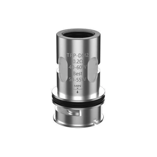 Resistencia VOOPOO TPP DM2 plateada con juntas negras e inscripción de 0,2 Ω, rango de 40–60 W y recomendado de 50–55 W.