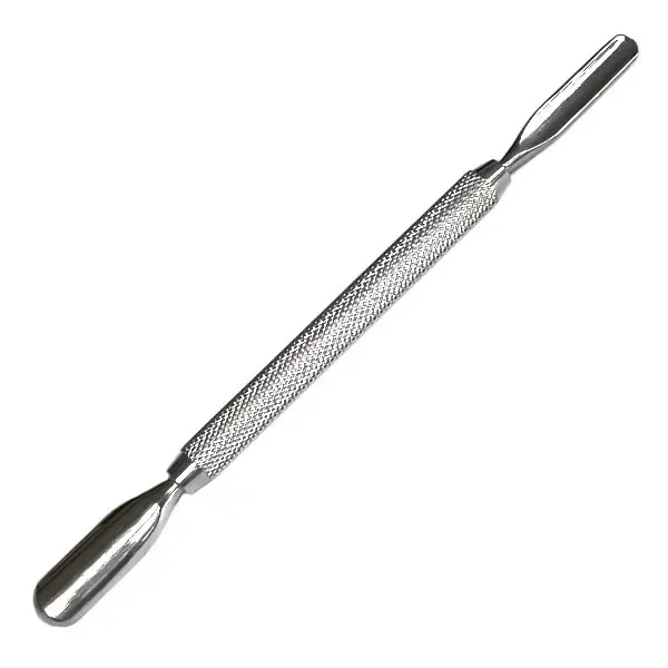 Dabber Qnubu N2 plateado en diagonal, con mango de textura cruzada y extremos alargados en forma de pala sobre fondo blanco.