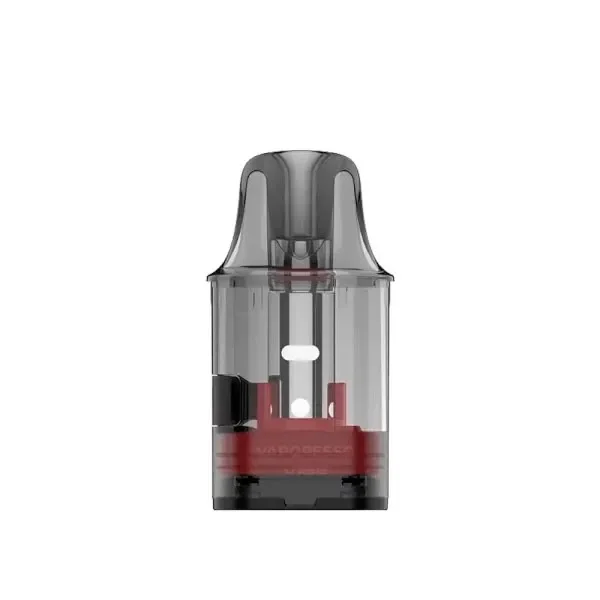 Pod de recambio Vaporesso Vibe con depósito translúcido, boquilla oscura y base con detalles rojos, visto de frente sobre fondo blanco.