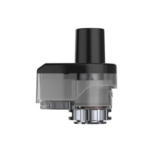 Cartucho de recambio Smok RPM80 con depósito translúcido gris, boquilla negra y conexión inferior metálica sobre fondo blanco.