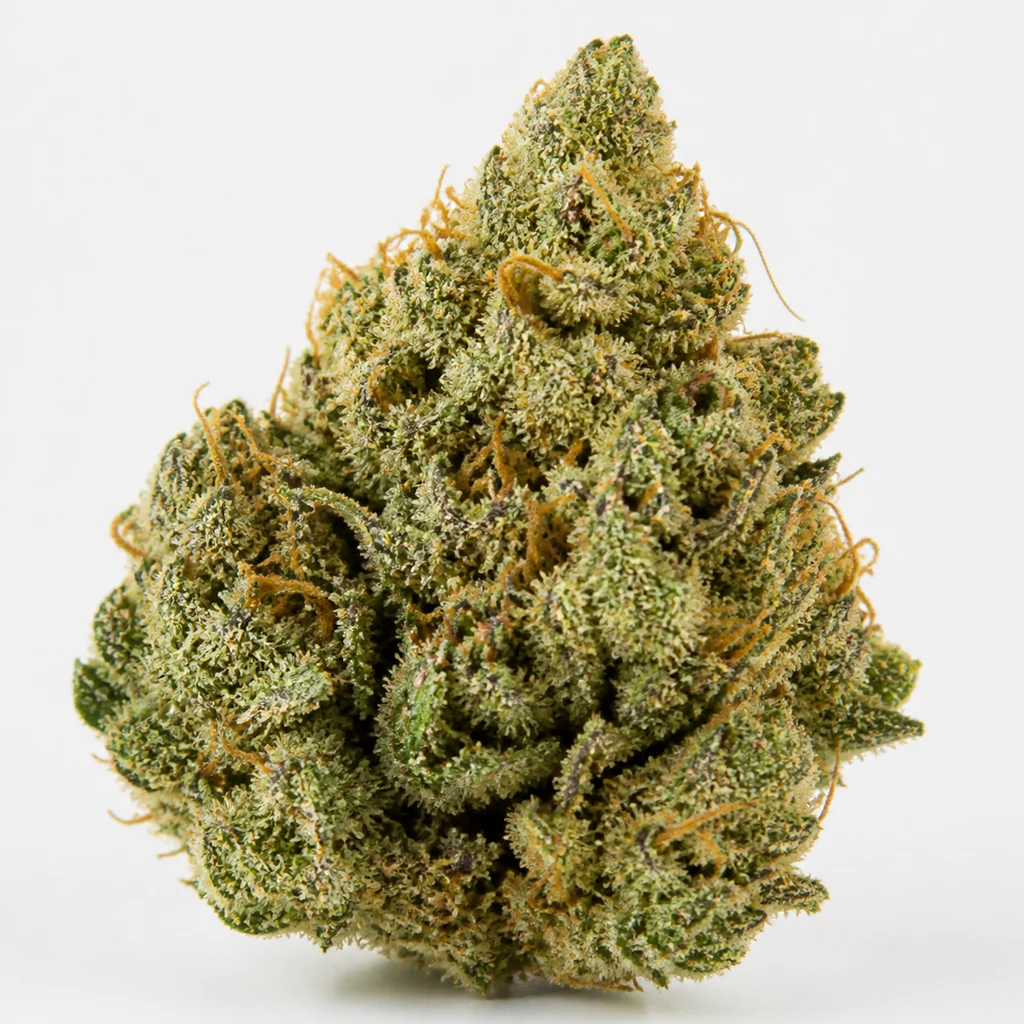 Ilustración de un cogollo verde de forma cónica, con filamentos anaranjados, para la ficha de Pound Cake Auto™ de Fast Buds.