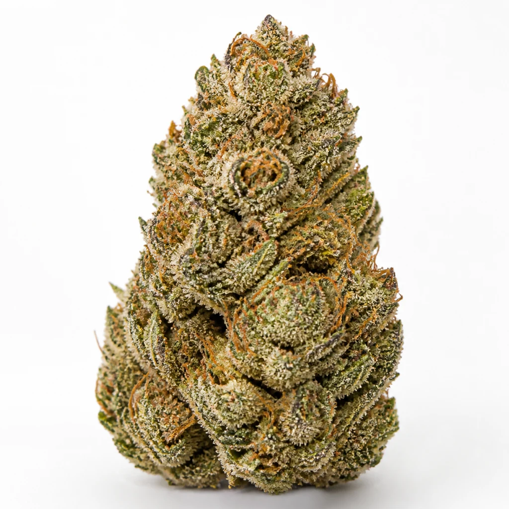 Ilustración de un cogollo verde con filamentos anaranjados para la ficha de Auto Pineapple Chem de Humboldt Seeds.