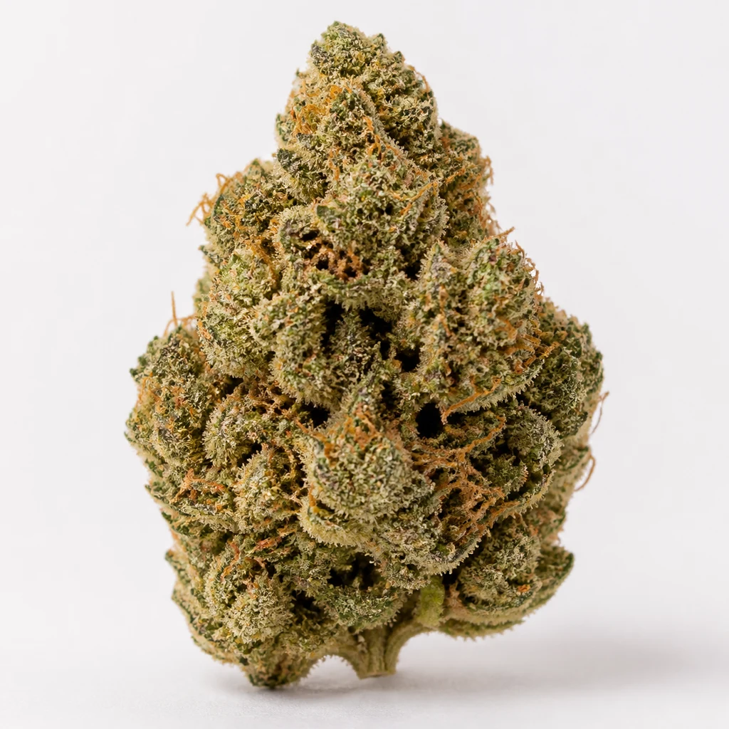 Ilustración de un cogollo alargado con filamentos naranjas y un pequeño tallo visible, para la ficha de Fully Loaded Auto de Heavyweight Seeds.