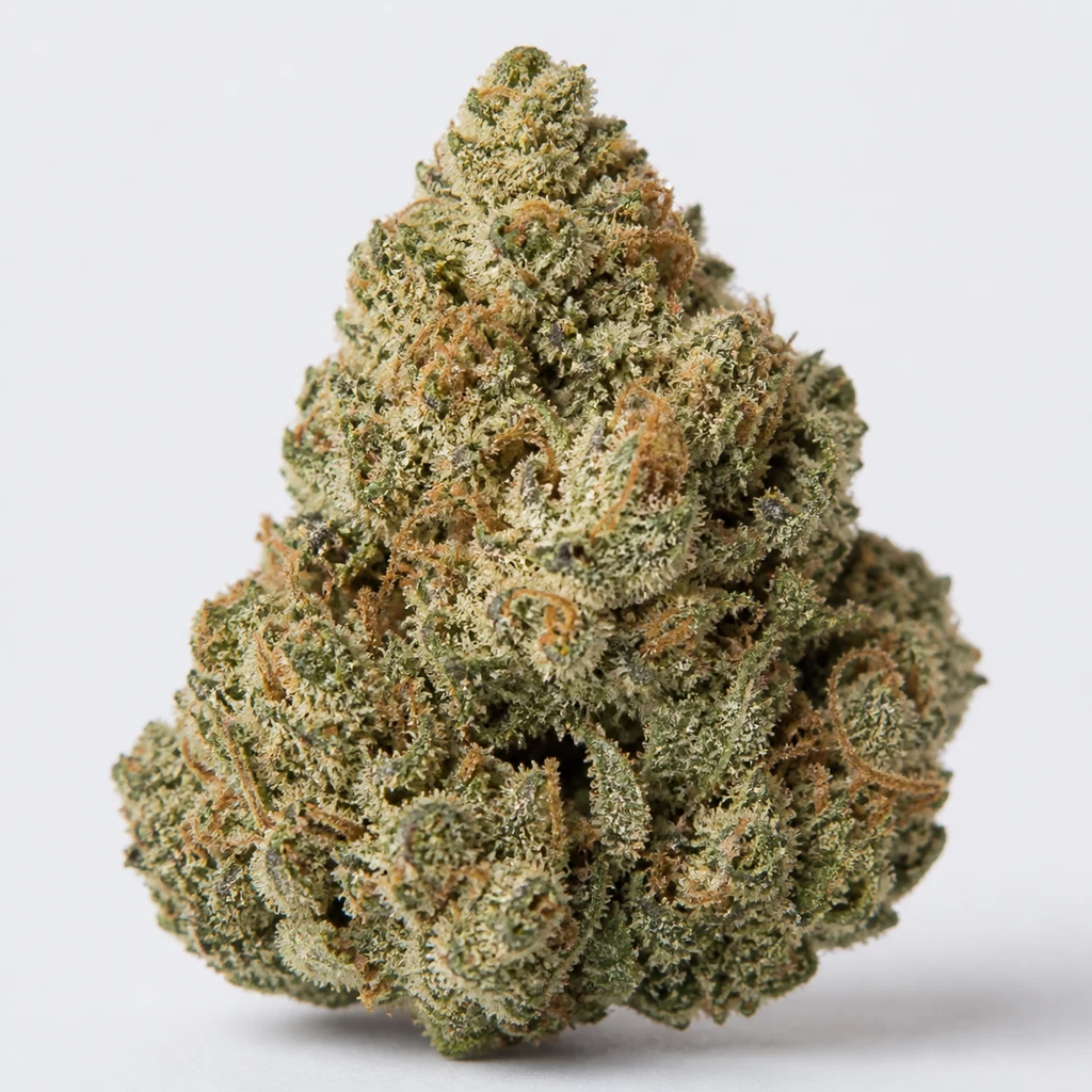 Ilustración de un cogollo para la ficha de Gelato Auto de Fast Buds, con forma cónica, tonos verdes y filamentos anaranjados sobre fondo claro.