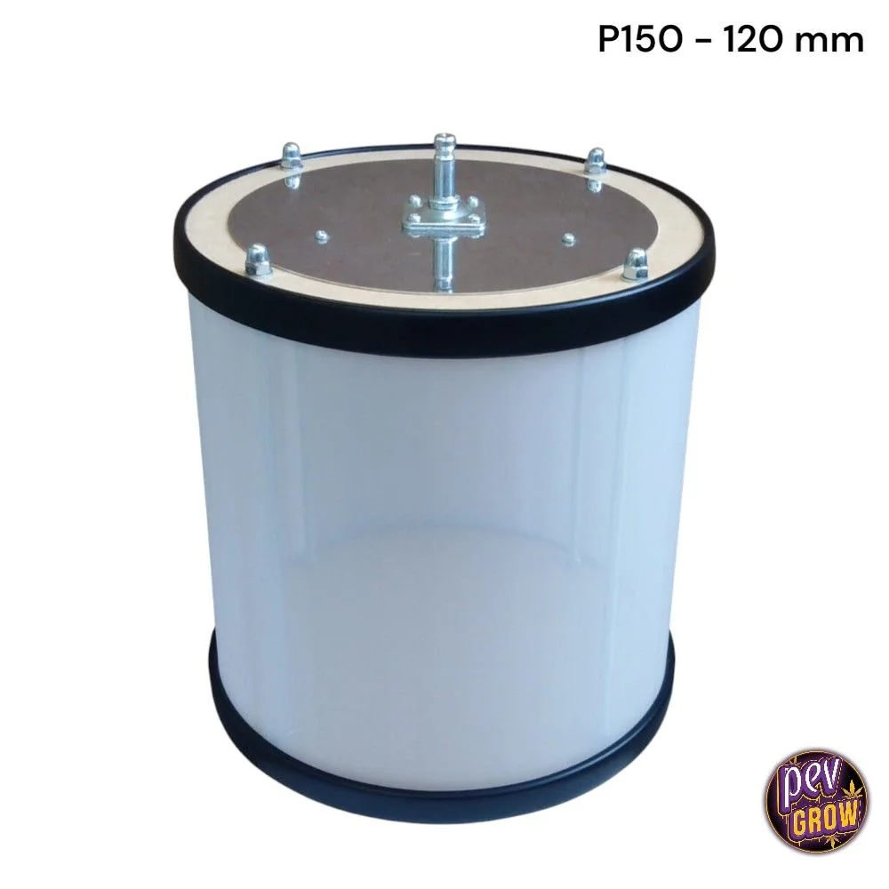 Tambor de repuesto Pollinator de forma cilíndrica, con pared translúcida, aros negros y tapa con eje central y tornillos.