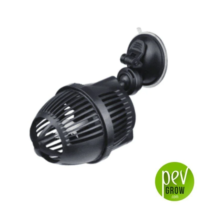 Mezclador de agua rotativo Neptune Hydroponics negro, con carcasa de rejilla y soporte articulado con ventosa, sobre fondo blanco.