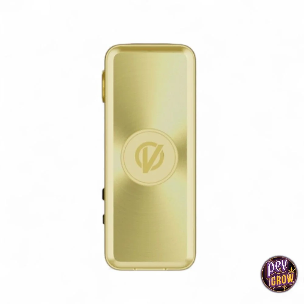Módulo Vaporesso Gen SE dorado, de forma rectangular con bordes redondeados, emblema circular central y controles laterales.