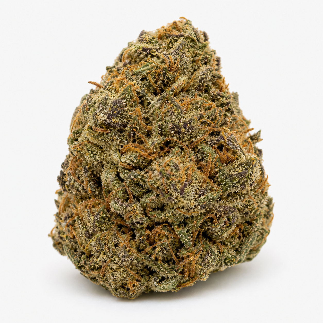 Cogollo de Crystal Meth 420 Autofloreciente de Fast Buds en primer plano, con tonos verdes y morados, filamentos anaranjados y tricomas visibles.