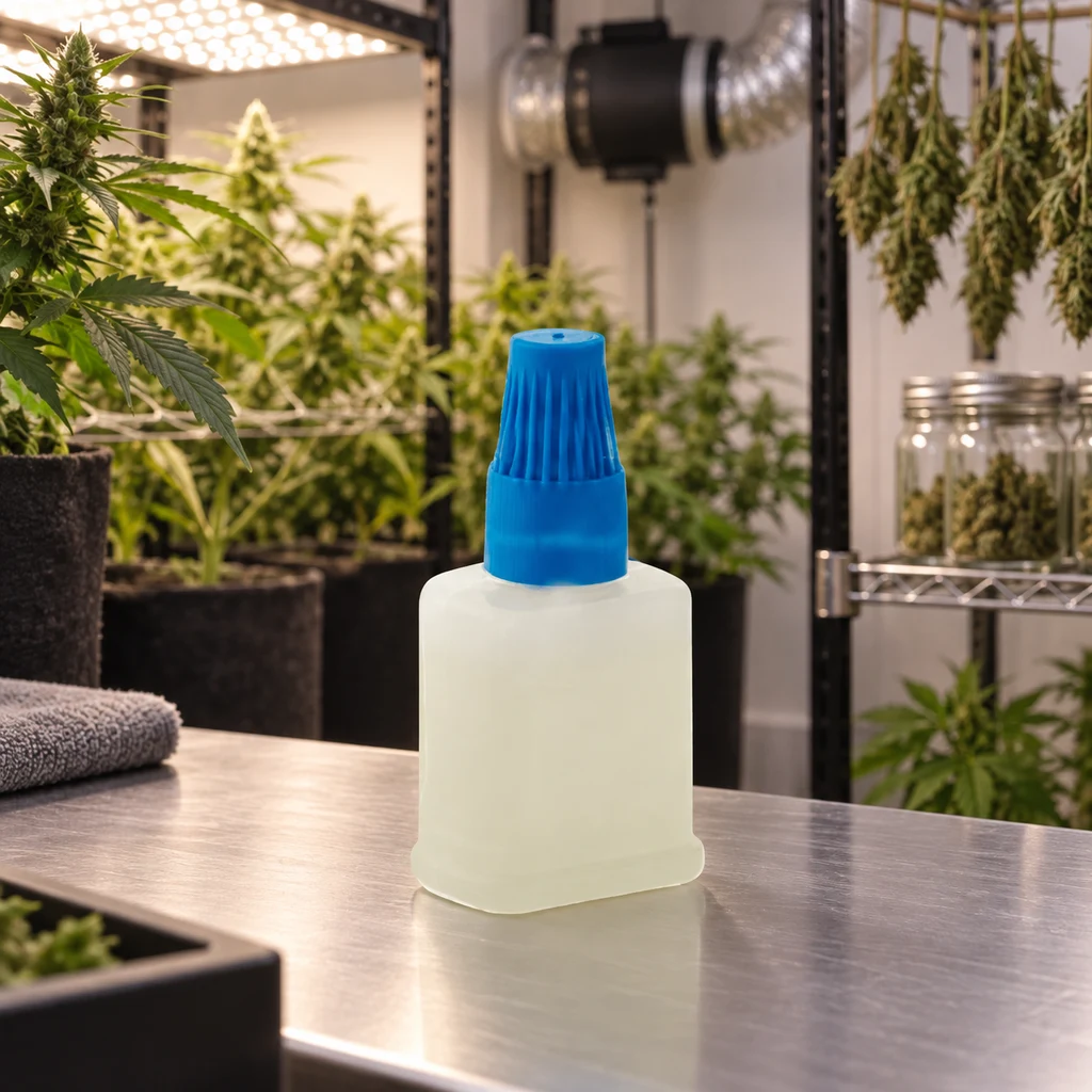 Recarga The Neutralizer Compact Kit con tapón azul sobre una mesa metálica, con plantas y ramas colgadas al fondo. Recarga The Neutralizer Compact Kit con tapón azul sobre una mesa metálica, con plantas y ramas colgadas al fondo.