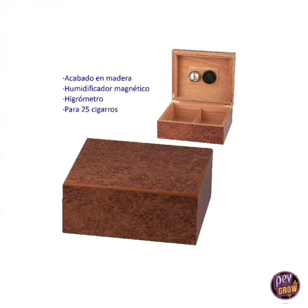 Humidor de Puros con Acabado en Madera Humidor de Puros con Acabado en Madera